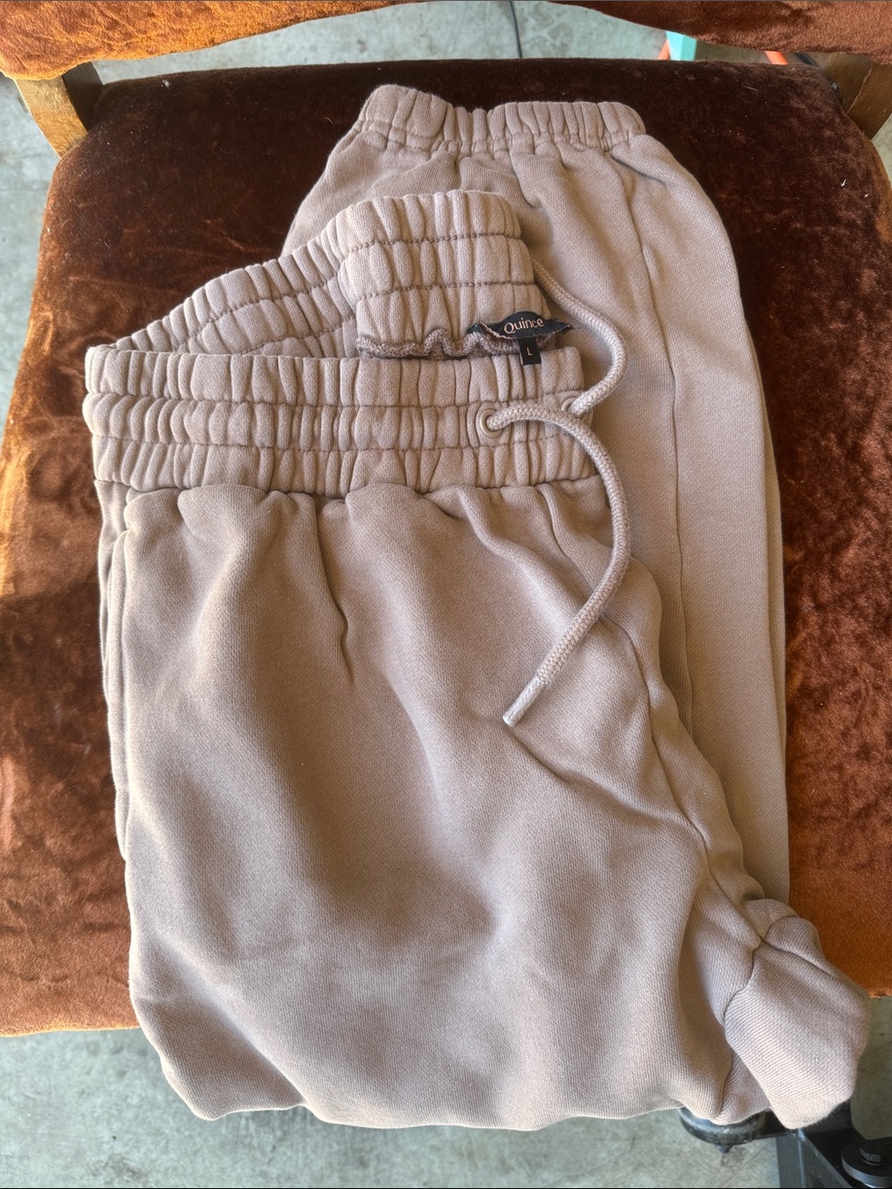 Quince Taupe Organic Cotton Heavyweight Sweatpants large